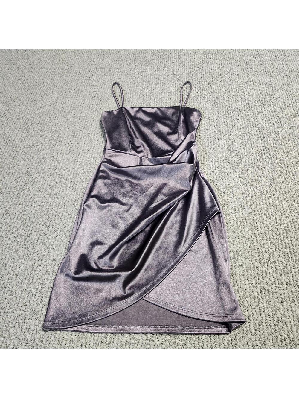 Windsor Satin Purple Spaghetti Strap Dress with Wrap Skirt Size Small